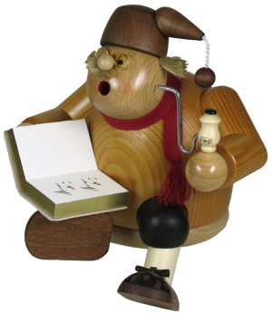 KWO RM-Kantenhocker Geschichtenerzähler, 15 cm (KWO 21564) Erzgebirgische Volkskunst: Räuchermännchen 'Die Dicken' - Kantenhocker 'Geschichtenerzähler